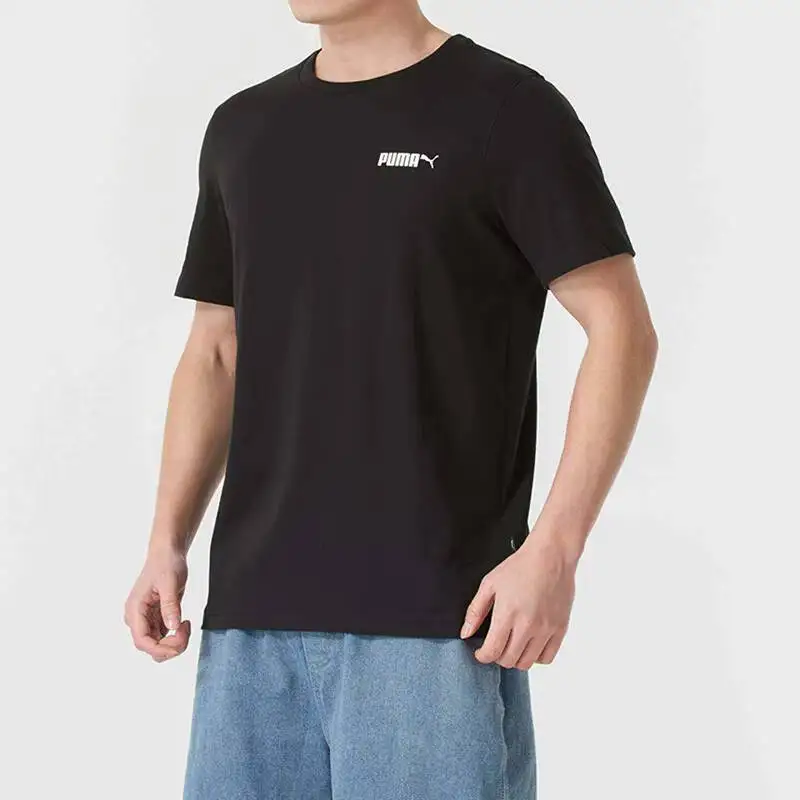 

Новые мужские футболки Puma с круглым вырезом и маленьким логотипом, повседневные хлопковые футболки, 2 цвета: светло-серый, черный, 2026 год, артикулы 691340-62, 691340-01