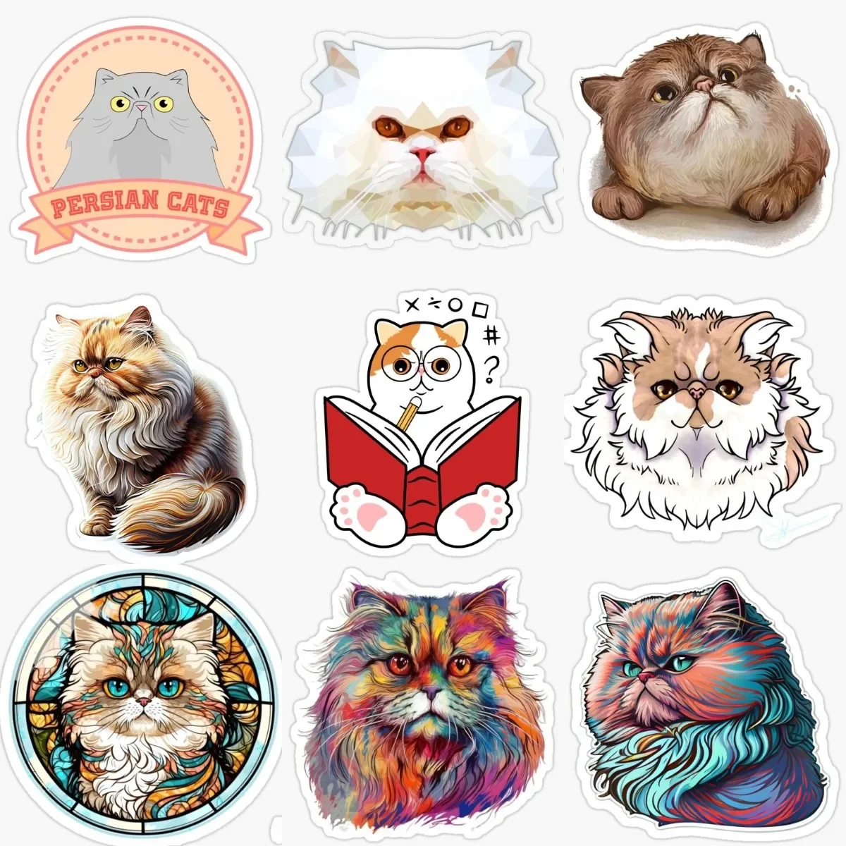 

Cute Persian Cat Creative Personalized Stickers for Decorate Car Van Wall Room Fridge Helmet Camper Bumper Truck Bicycle