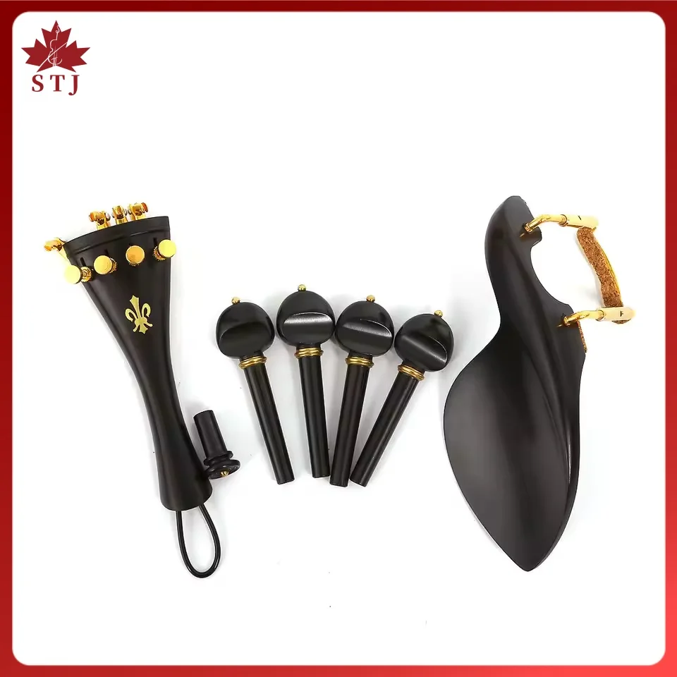 1 Set Violin Parts Ebony Wood Peg Chinrest Tailpiece Endpin Violin Accessories