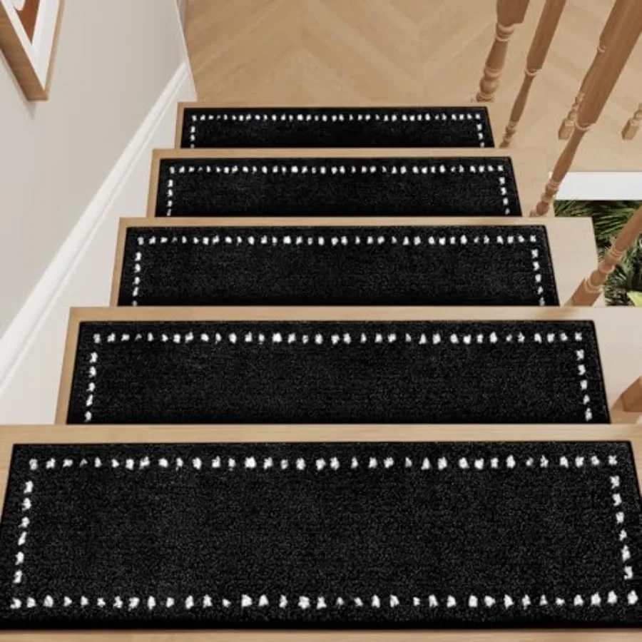 Stair-Treads Non Slip Indoor, Stair Treads for Wooden Steps 5, Soft Carpet Stair Treads, Peel and Stick Stair Treads Reusable A