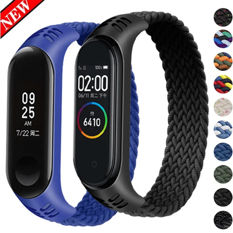 Pulseira Trançada de Nylon para Xiaomi, Solo Loop Strap, Pulseira Elástica, Pulseira para Mi Band 3 4 5 7 6 Strap