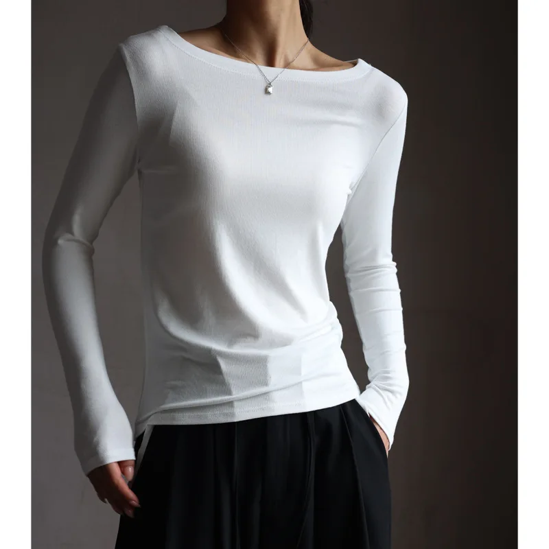 

Find Factory Off-Shoulder Modal Autumn Winter Inner Layer Base Shirt Women Long SleevetWhite Base Shirt