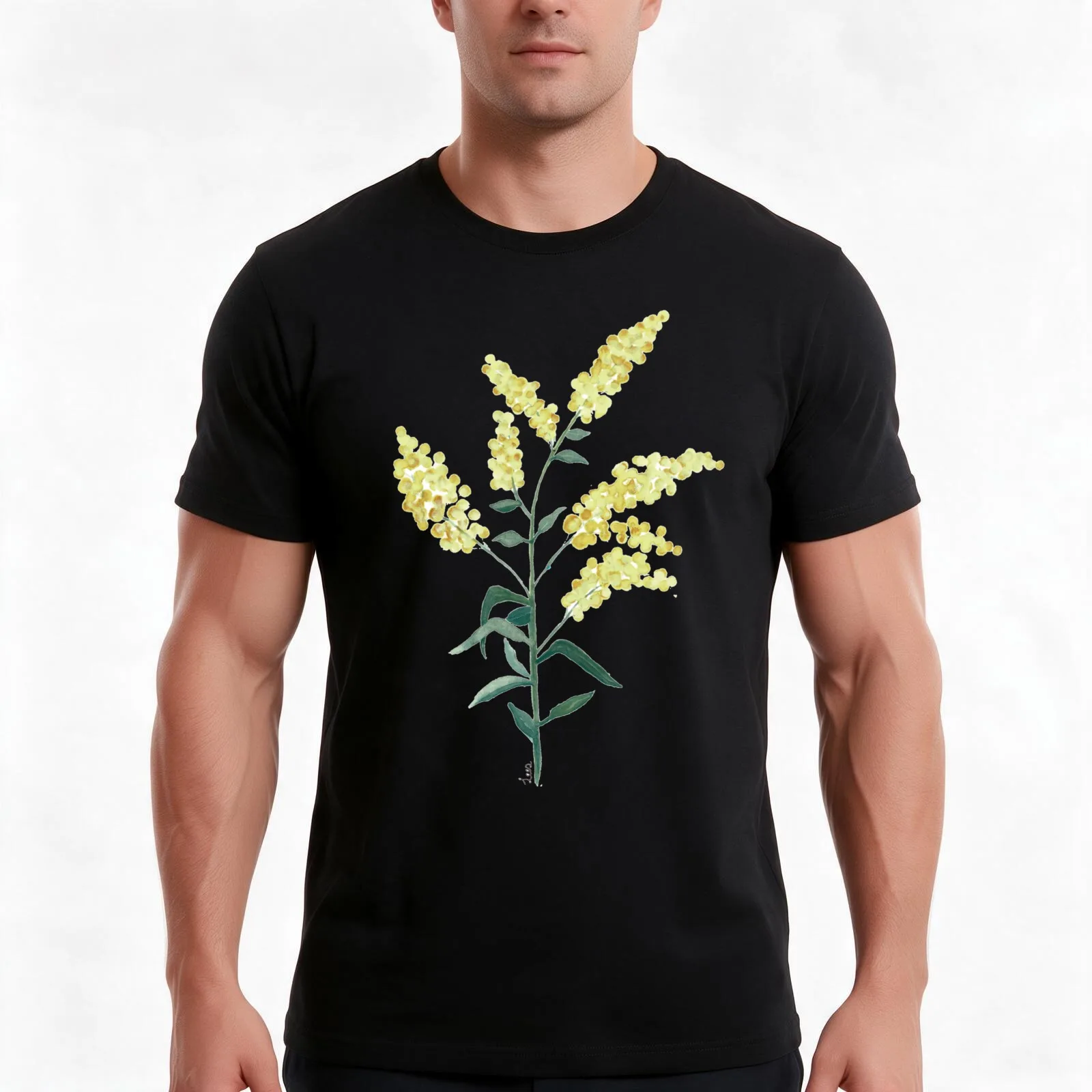 Wattle tree branch T-Shirt, Summer Casual Cotton Tee, Oversized Streetwear Tops, Vintage Graphic Print, Loose Fit Short Sleeve