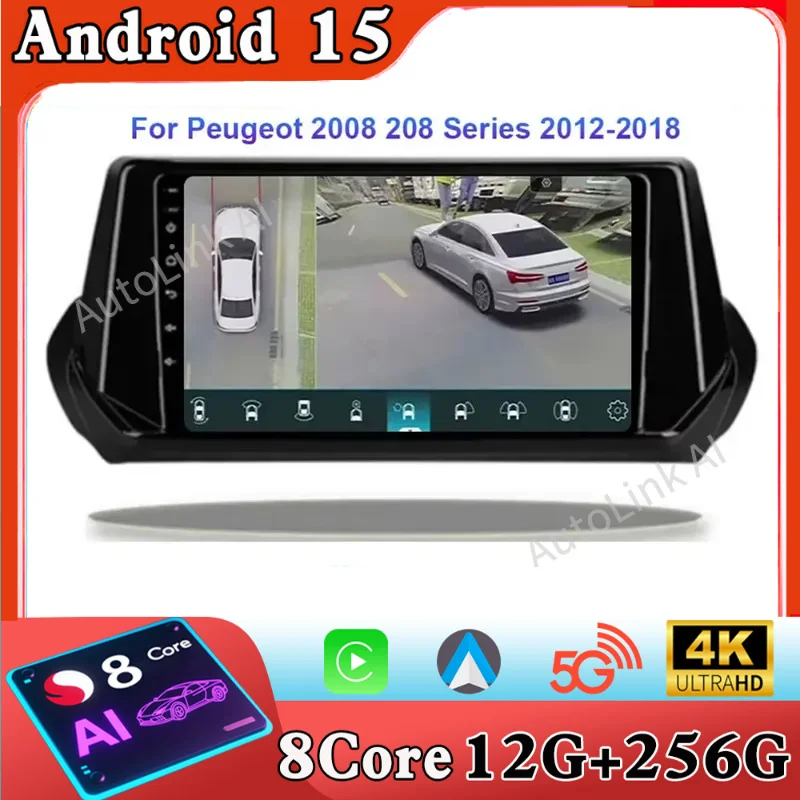 Android 15 Carplay Auto For Peugeot 2008 208 2019 2020 2021 2022 Car Radio Multimedia Video Player Navigation GPS No 2Din