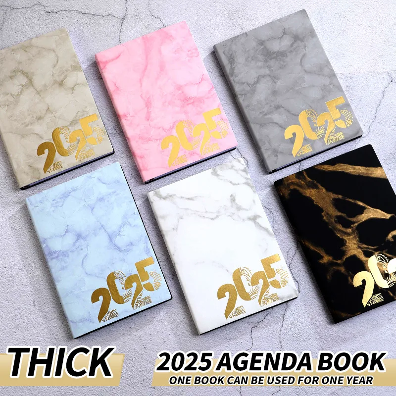 

2025 English Agenda Book A5 Thicken 180 Sheets Calendar Notepad Daily Weekly Journal Plan Schedule Notebook Time Management