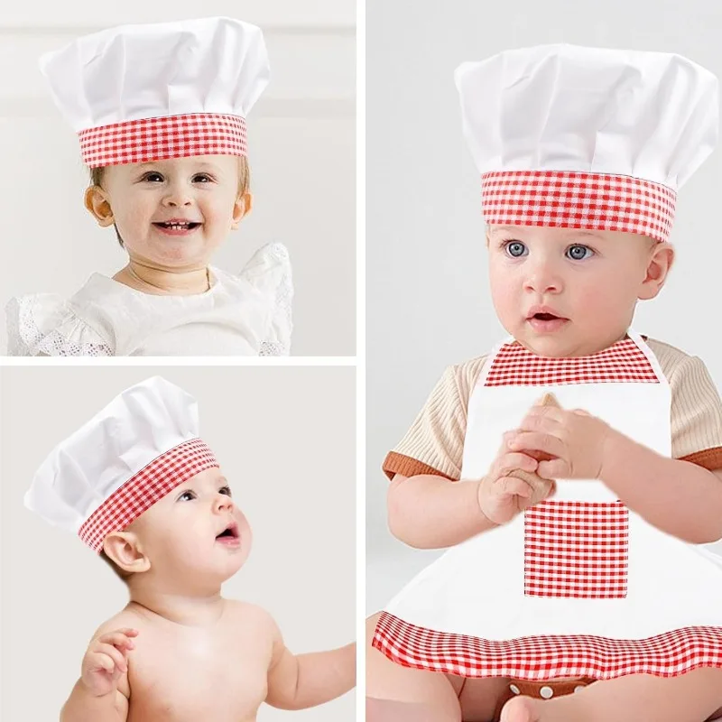 Delantal de Chef para bebé, conjunto de sombrero, accesorios de fotografía para bebé, accesorios de cocinero para recién nacido, sesión de fotos, sombrero de Chef a rayas, conjunto de disfraz de sirvienta