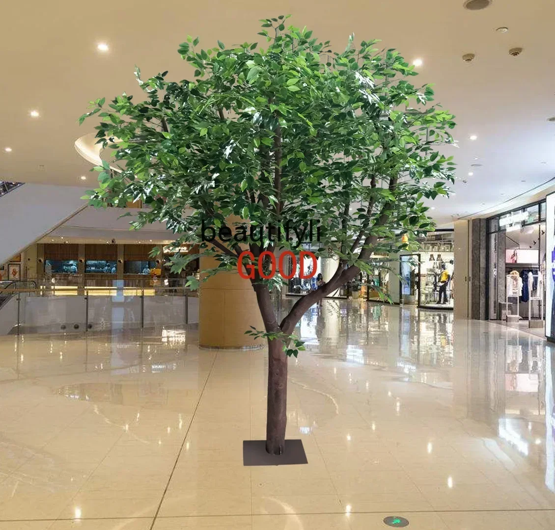 محاكاة شجرة وهمية شجرة بانيان نبات كبير غرفة المعيشة Pachira Macrocarpa صندوق من الخشب الصلب