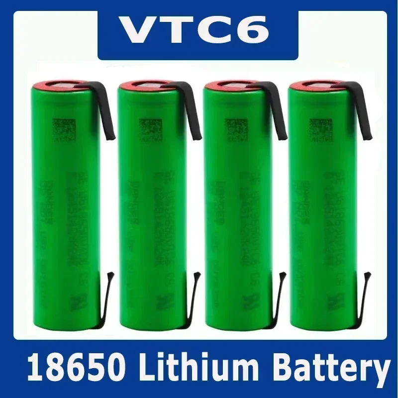 VTC6 3.7V 3000mAh 18650 lithium-ion battery rechargeable battery suitable for various electronic batteries+handmade tin foil