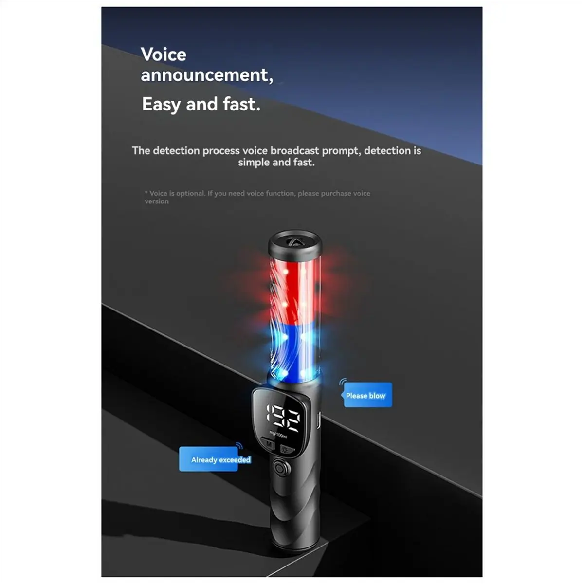 AA05 New Digital Alcohol Tester Sound and Light Alarm Traffic Home Investigation Alcohol Tester LCD Display Police Breathalyz