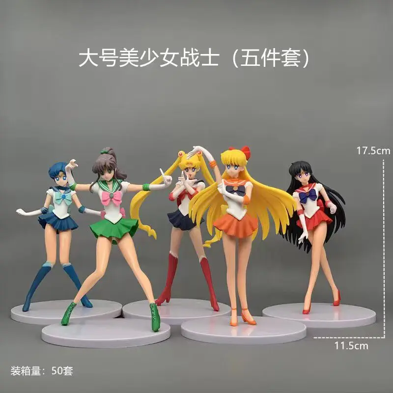 5 unids-set Sailor Moon figura de acción versión Q Kawaii Sailor Mars Júpiter Mercury Venus modelo colección de juguetes muñeca decoración de escritorio