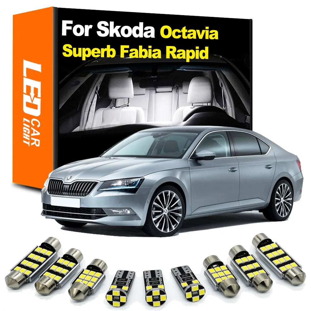 

Zoomsee внутренний светодиодный для Skoda Superb 1 2 3 3U 3T 3V3 3V5 Fabia Octavia MK1 MK2 MK3 A5 A7 6Y NJ3 NJ5 комплект быстрого освещения автомобиля Canbus