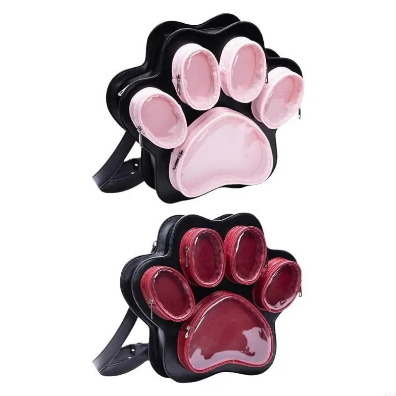 

Large Capacity Shoulder Bag with Cats Foot Designs and Practical School Backpacks PU Leather Crossbody Purse for Women 20CA