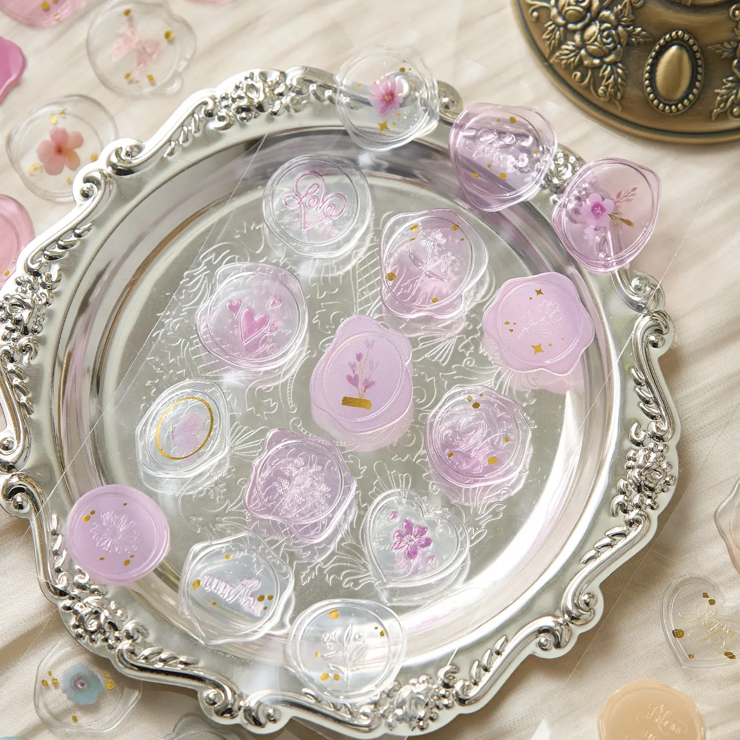 15pcs Retro Romantic Art Droplet Fire Paint Seal Sticker Creative Decor DIY Junk Journal Scrapbook Envelope Cute Sealing Sticker