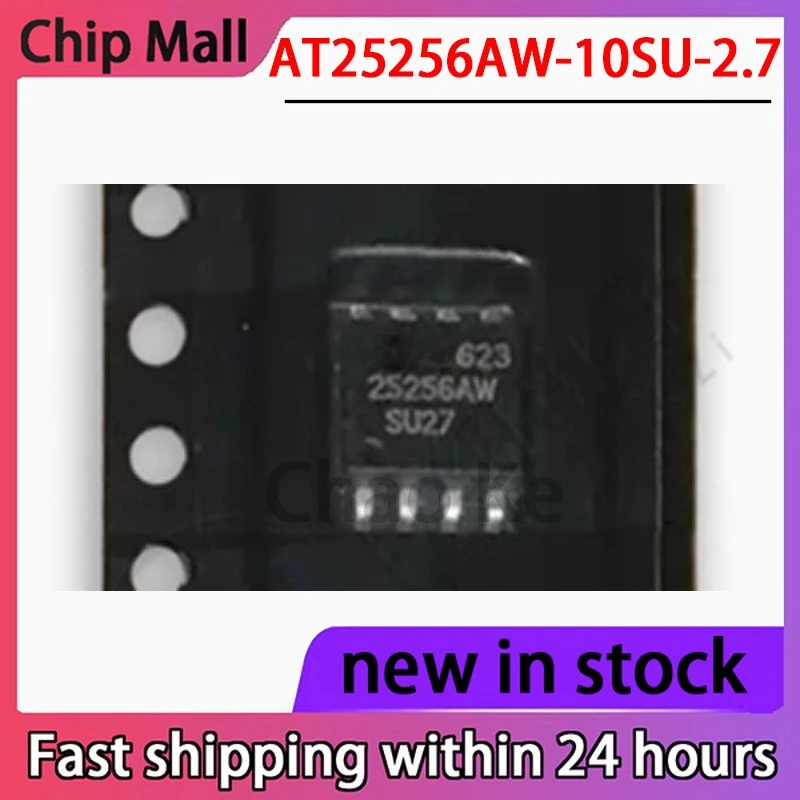 2PCS AT25256AW-10SU-2.7 SMT SOIC-8 Car Audio Storage Chip