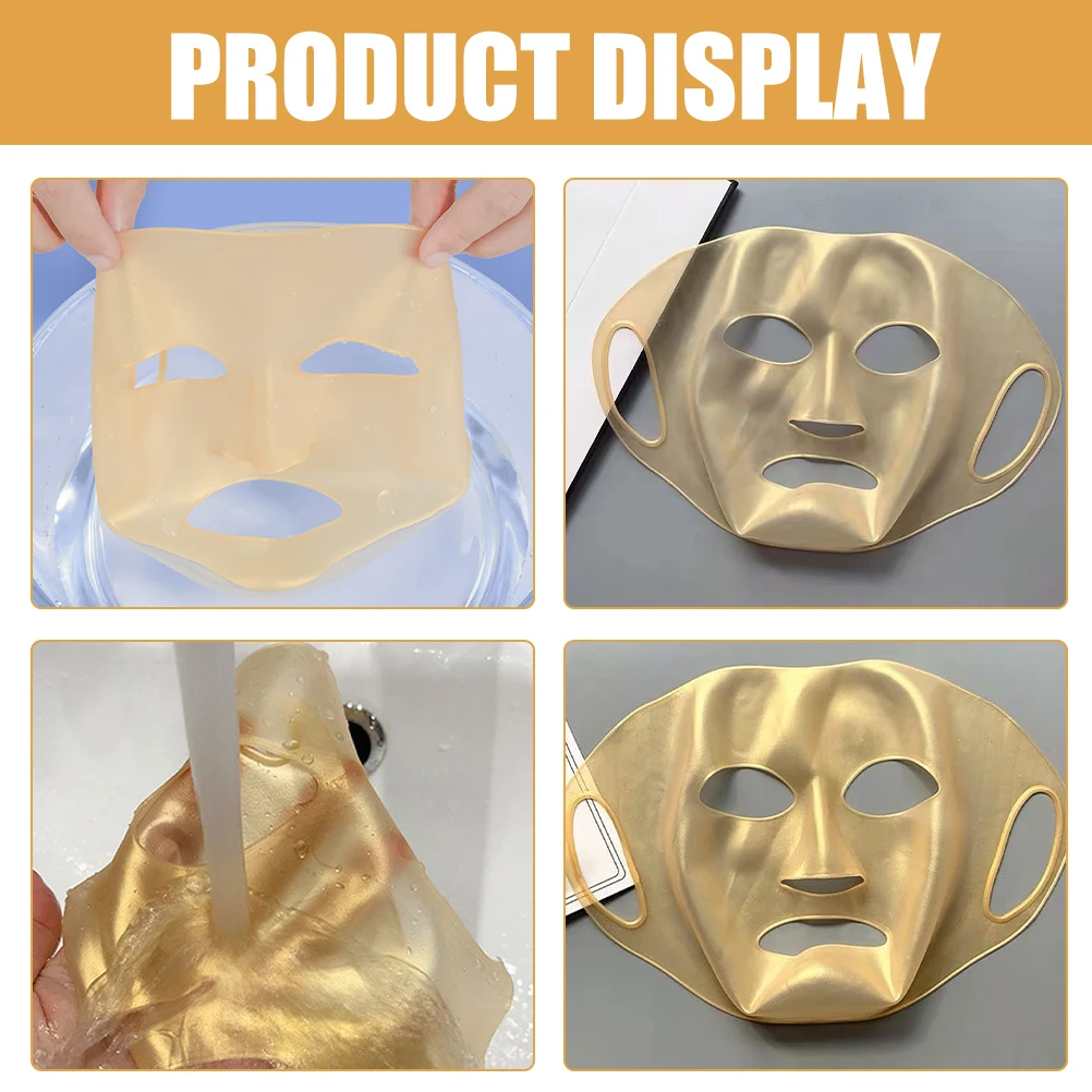 

3pcs Reusable Silicone Mask Cover 3d Anti Drop Wet Face Masks Set Golden Color Soft Comfortable Beauty Skin Care