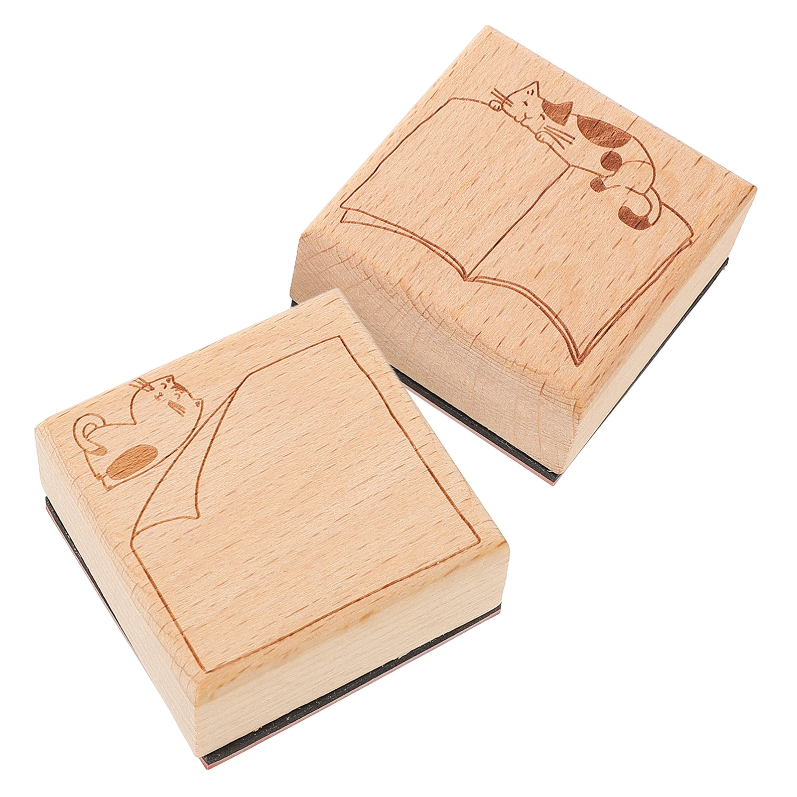 

Hand Stamp Square Frame Decorative Wood Scrapbooking Stamps Cat Journaling Diy Notepad Vintage Note Craft Cartoon Border Storage