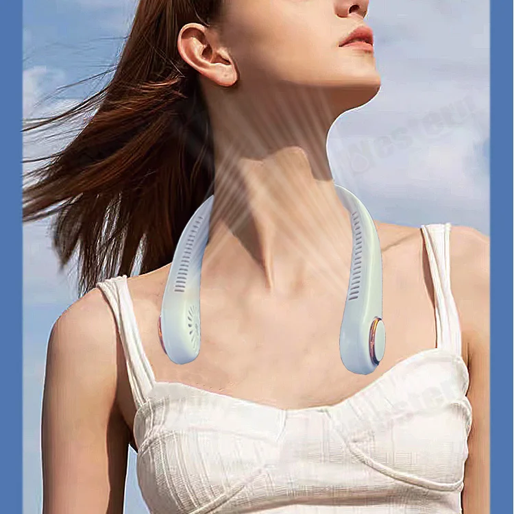 2022, подвесной шейный вентилятор, портативный носимый вентилятор для занятий спортом на открытом воздухе, USB перезаряжаемый ленивый мини-безлистный вентилятор воздушного охлаждения