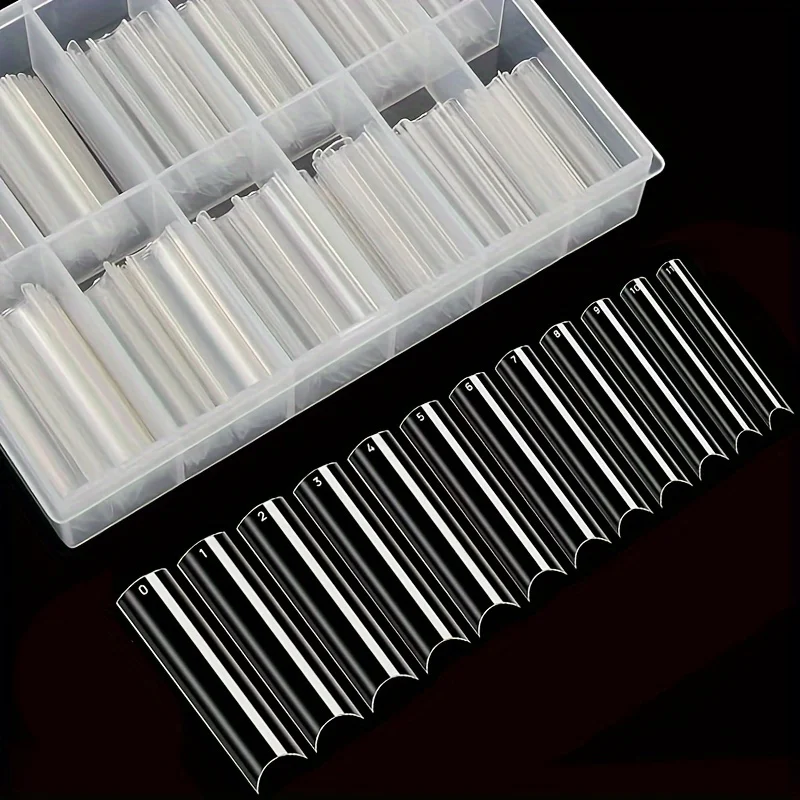 240Pcs Boxed Water Pipe Nail Tips French Square Head Extra Long Coffin Half Cover Extra Long Female Extra Long Nail Tips Transpa