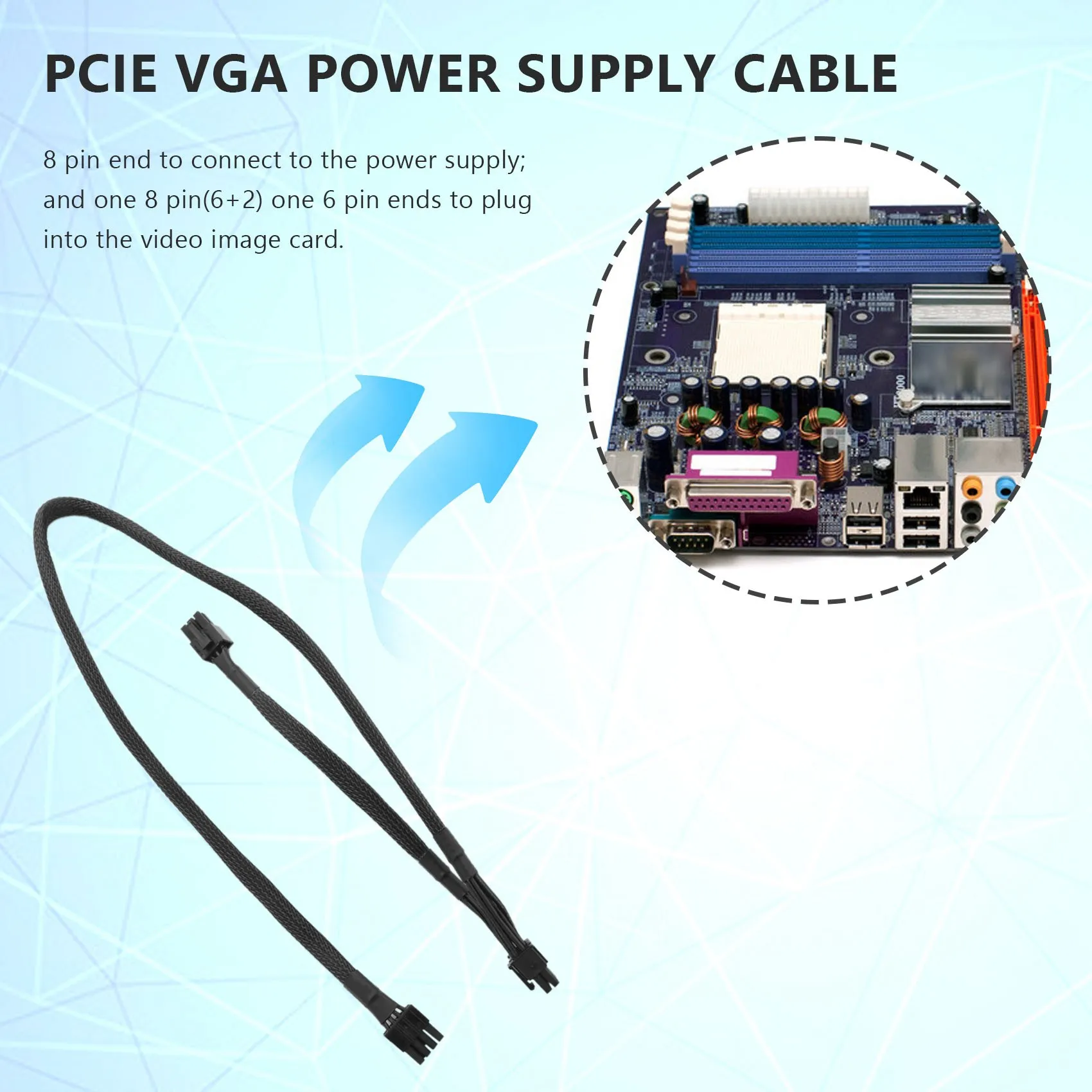 A43M 2Pack 8 PIN TO Dual 8 Pin 6 PIN PCIE VGA Power Supply Cable for EVGA Supernova G2 G3 G5 P2 T2 GS G+ 650 750 850 1000