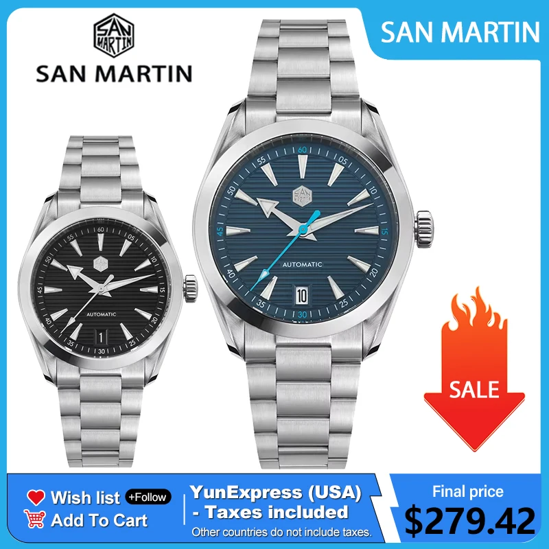 San Martin 38mm Kronometre Erkek Saat SN0113W V2 ST2130 Otomatik