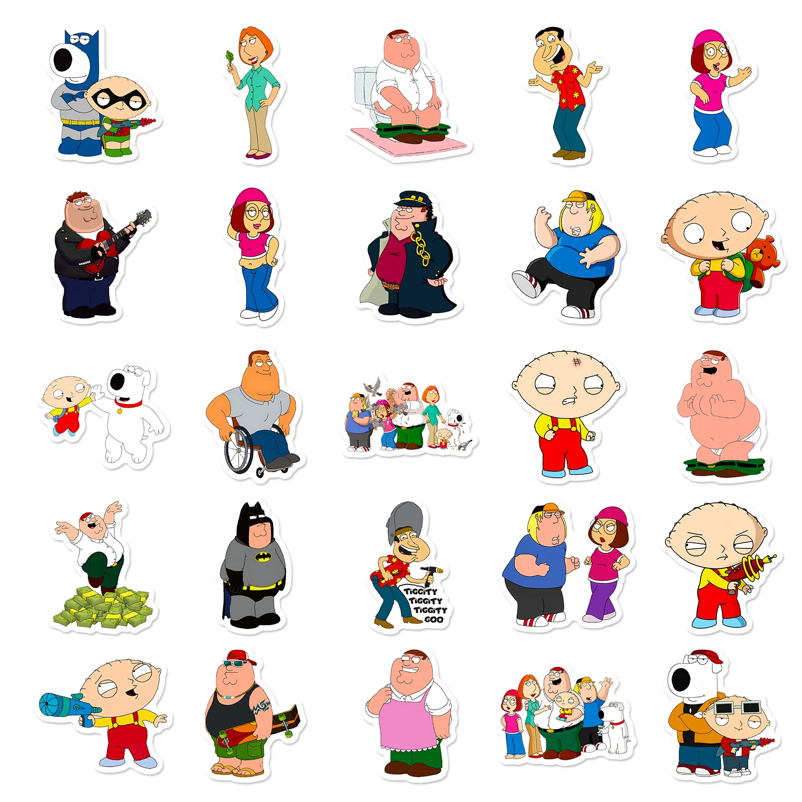 2024 New 50pcs Cartoon Animation Family Guy Children’s DIY Waterproof Graffiti Stickers