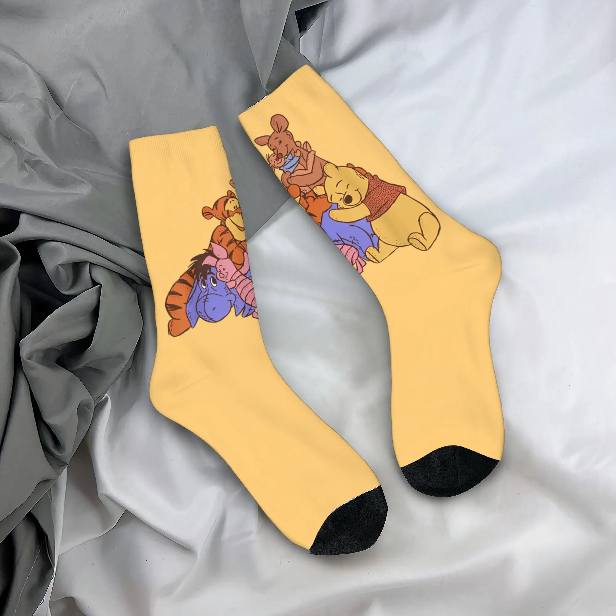 Winnie the Pooh Eeyore Piglet Tigger Kanga Roo Winter Warm Stockings Cool Women Men Socks Group Hug Breathable Soccer Socks