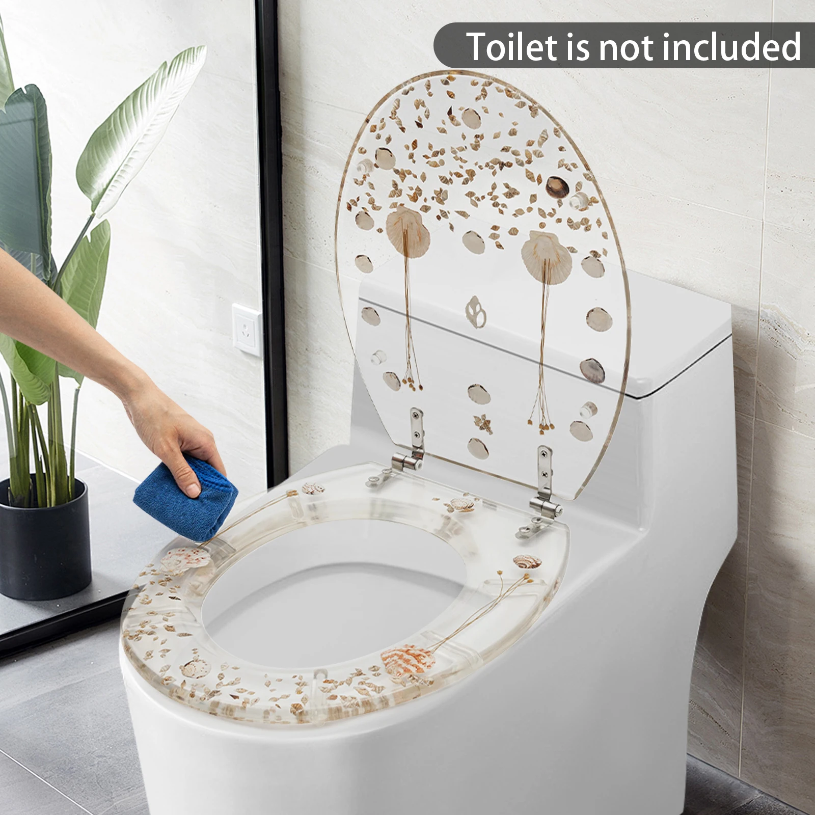 

Сиденье для унитаза из художественной смолы. Экологичная крышка для унитаза из смолы. Ручная работа с настоящими сушеными цветами и ракушками. Подходит для унитазов U/V/O-образной формы.