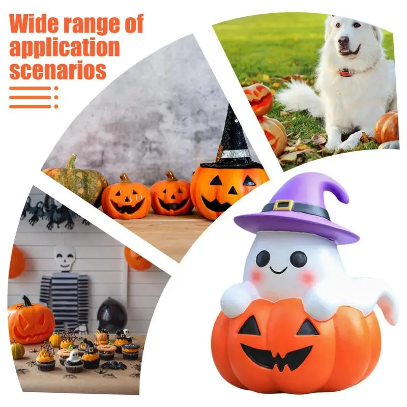 Halloween Ghost Statue Horror Pumpkin Holding Ghost Resin Statue Creative Art Statue for Home Holiday Party Decoration