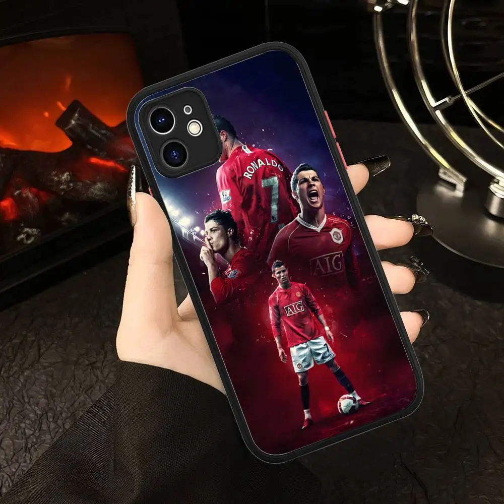 كرة القدم ستار R-رونالدو Cr7 جراب هاتف آيفون 16 15 14 13 12 11 برو ماكس XS ماكس X زائد ماتي غطاء مقاوم للصدمات