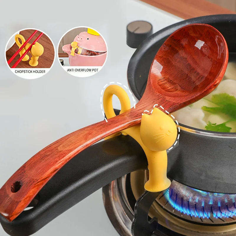 

Pot Side Clips Anti-scalding Spoon Holder Multifunctional Spatula Rack Heat-resistant Shovel Fixing Clip Kitchen Gadget Cat