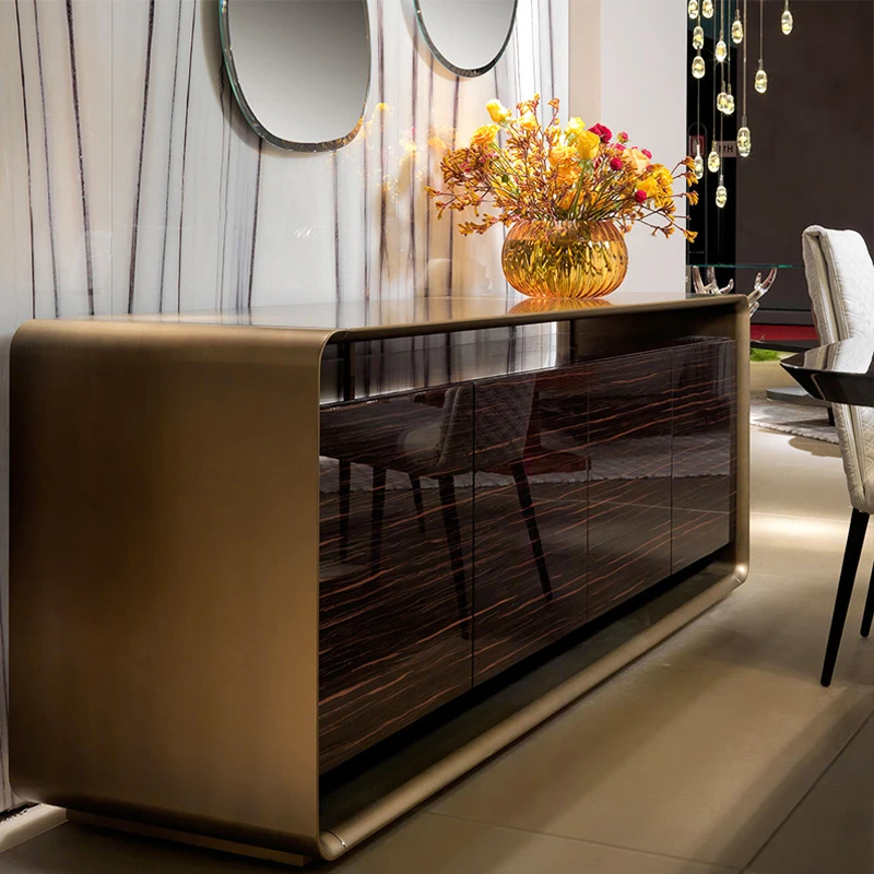 

Italian light luxury high-end dining side cabinet, luxury simple tea cabinet, restaurant cabinet against the wall, household sta
