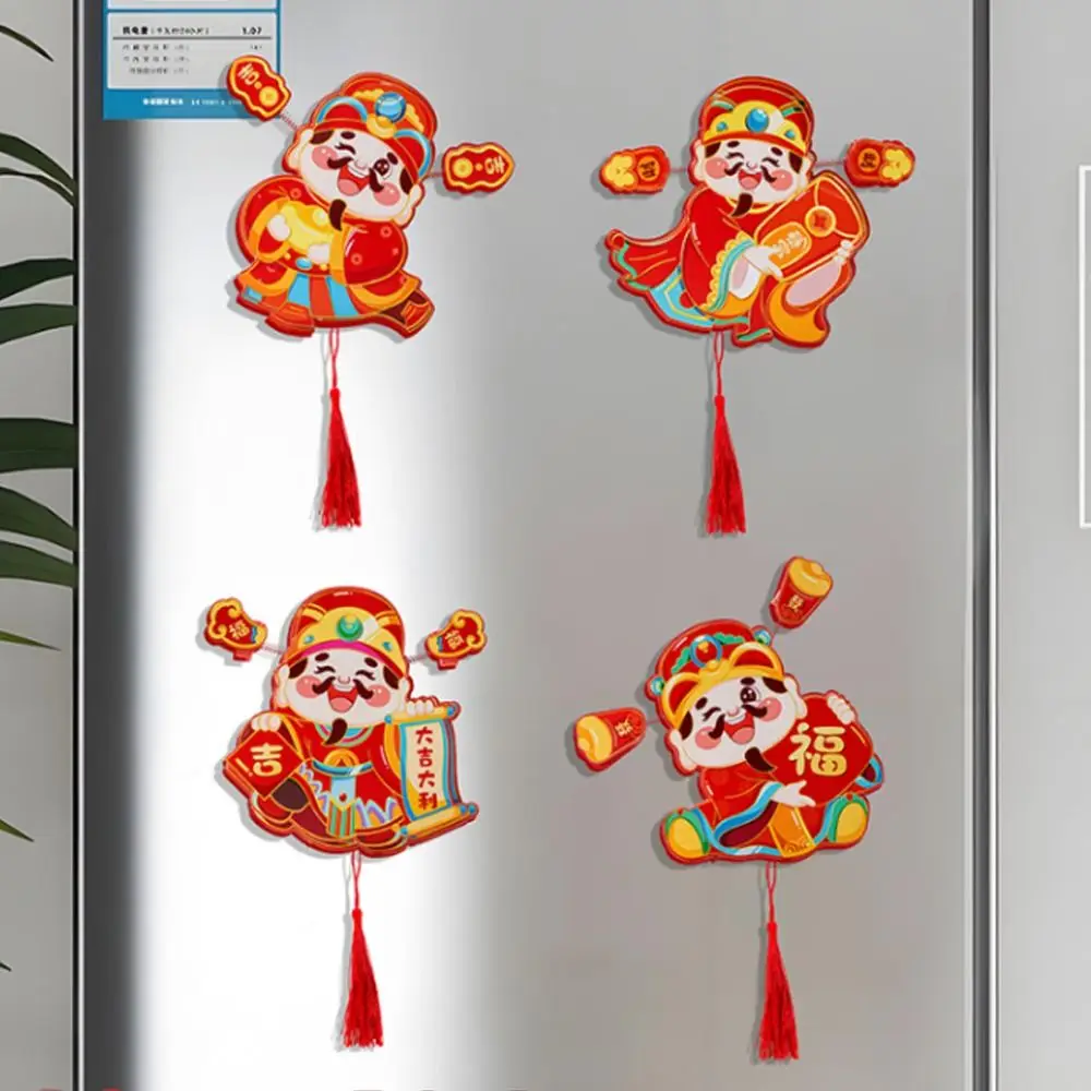 

Chinese Style God of Wealth Fridge Magnets Festive Traditional God of Wealth Hanging Ornament with Tassels Cartoon