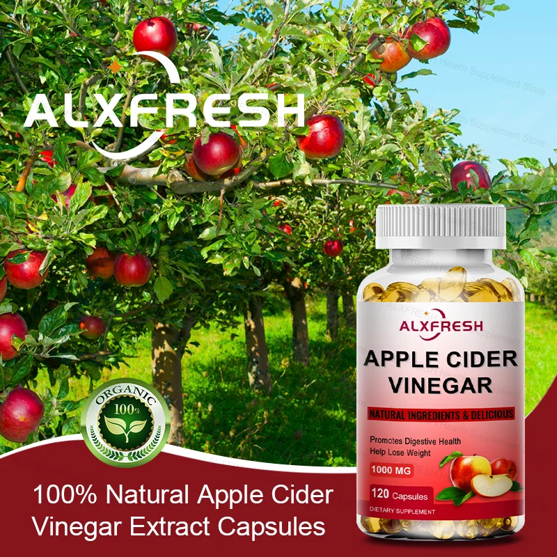 Cápsulas de Vinagre de Sidra de Manzana para un Vientre Plano, Control de Peso, Digestión, Desintoxicación, Metabolismo, Quema de Grasa, Supresor del Apetito