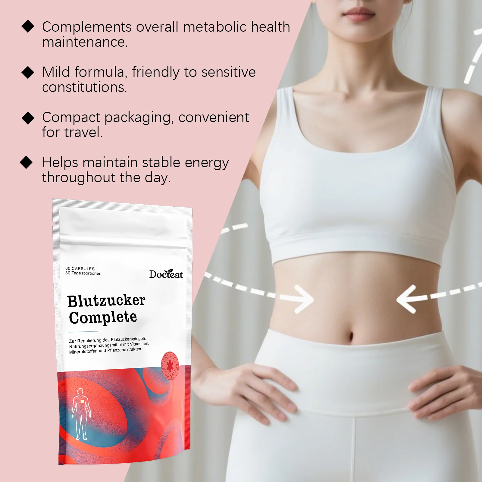 Natural Blood Sugar Balance Supplement Capsule Glucose Metabolism Support Insulin Sensitivity & Heart Health Wellness Pills
