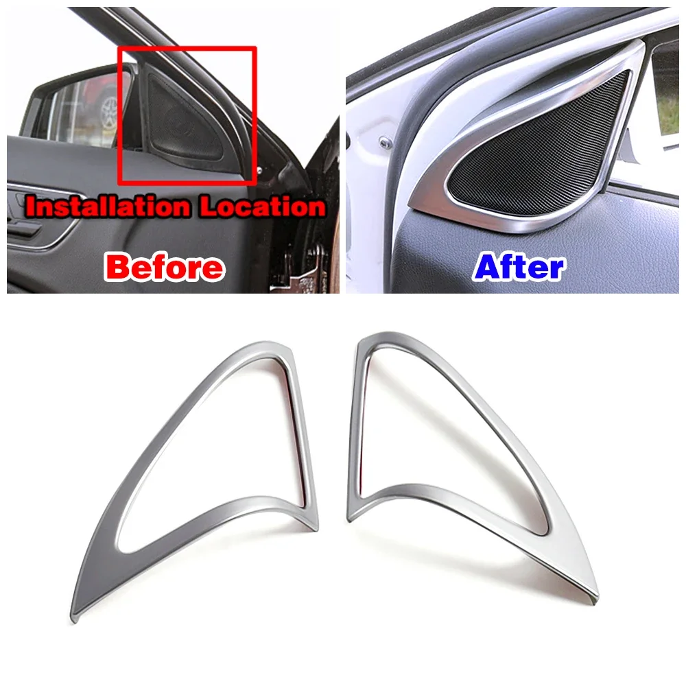 For Mercedes Benz A GLA Class W176 X156 Interior Door Audio Speaker Decoration Frame Trim Cover Ring Matte Silver Color Change