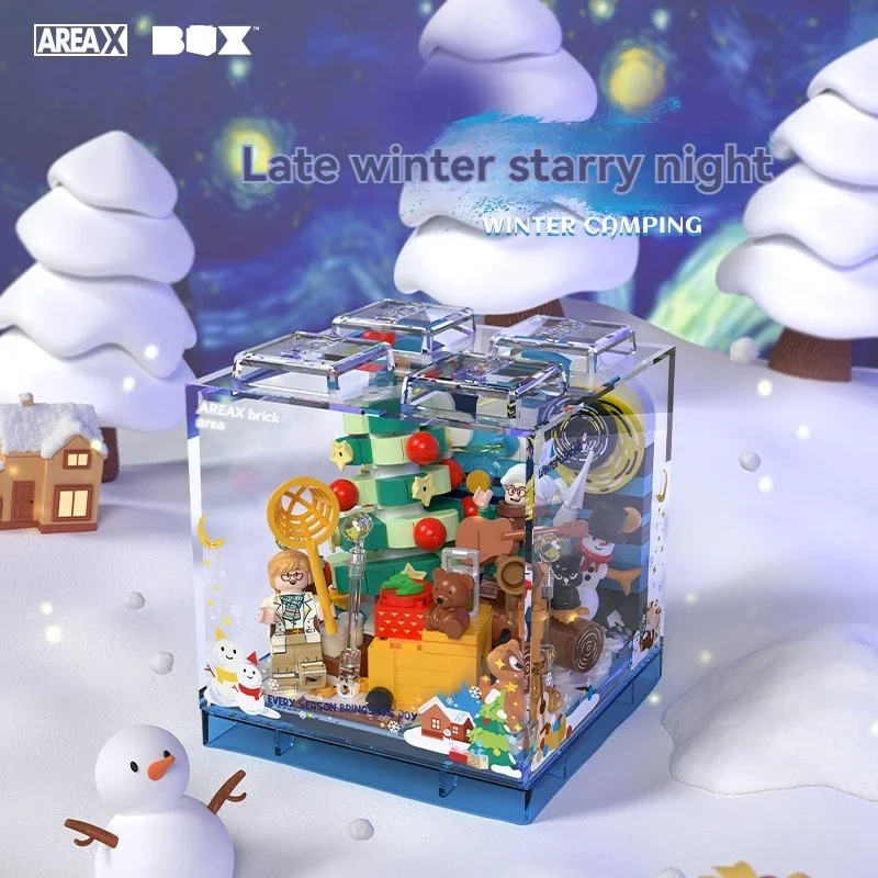 Four Season Summer Camping Spring Sakura Art Box Building Blocks Construction Bricks Set Desktop Creative Decorationt Cover Toy