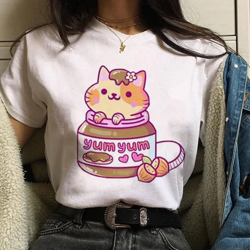 Nutella Print  Graphic Women T Shirt 90s Harajuku Fashion T-shirt Cute Cartoon Tshirt Korean Style Female Kawaii casual Tops Tee