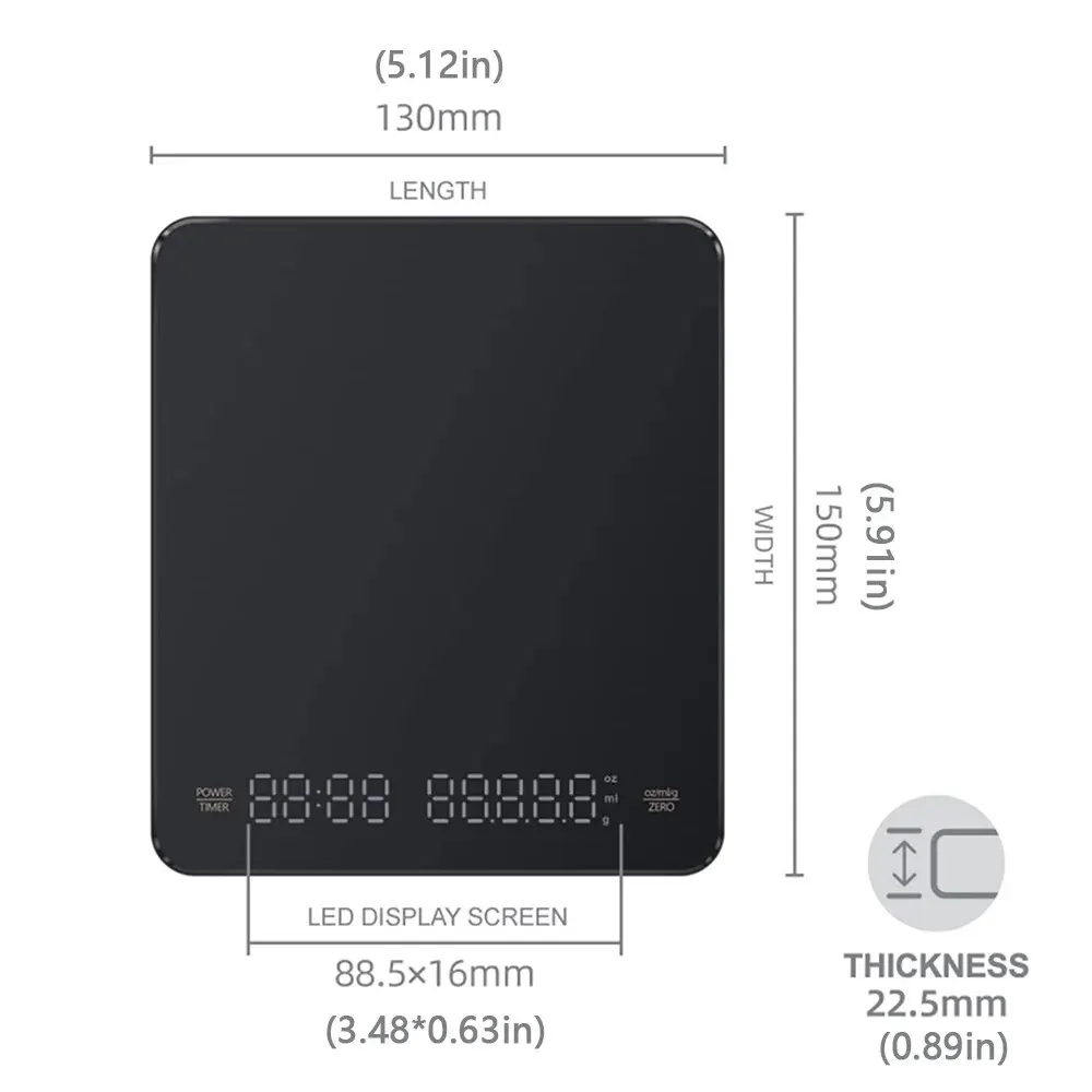 Digital Coffee Scale With Timer Usb Charging Coffee Scale High-Precision Electronic Scale For Kitchen Coffee Bar Touch Screen