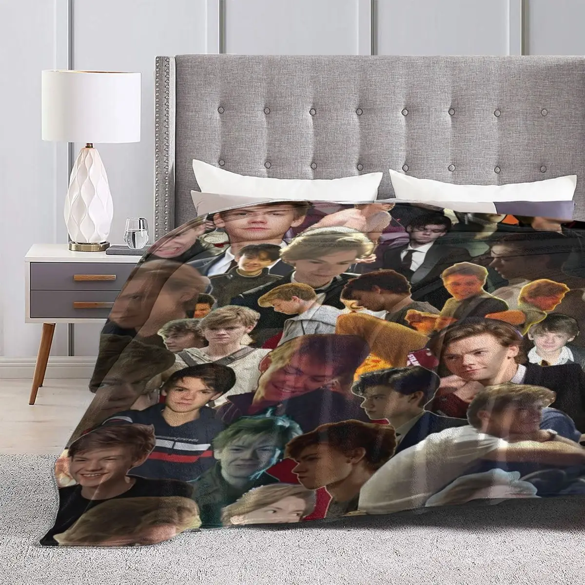 Super Soft Blanket Travel Thomas Brodie-Sangster Throw Blanket English Actor Flannel Bedspread For Sofa Bed Funny Sofa Bed Cover