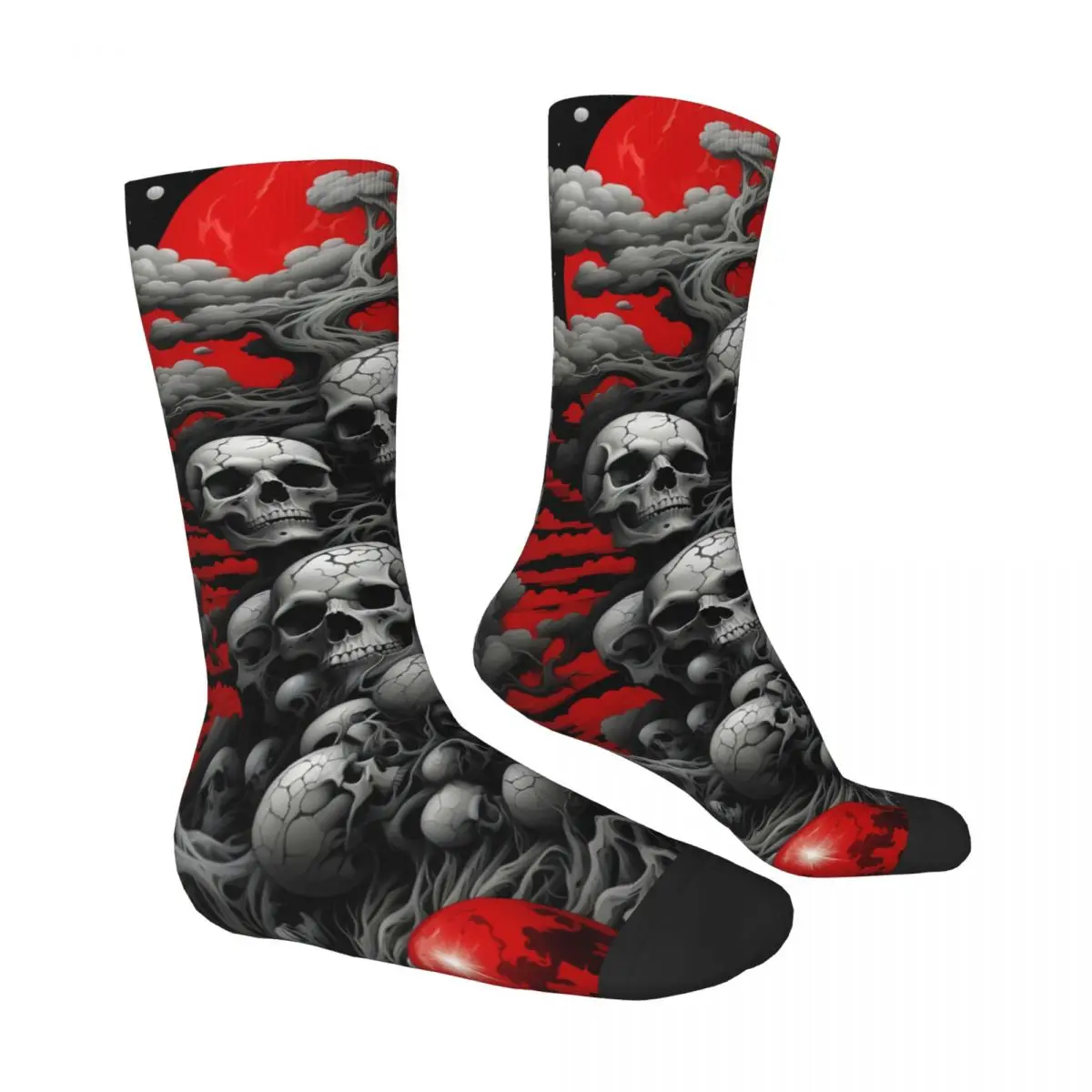 Red Sun And Skull Ghost Specter Spirit Socks Male Mens Women Autumn Stockings Polyester