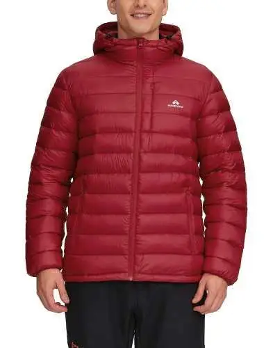 Pioneer Camp Men's Lightweight Packable Puffer Jacket with Hood Warm Puffy Winter Jacket Coat Insulated for Ski Hiking Travel