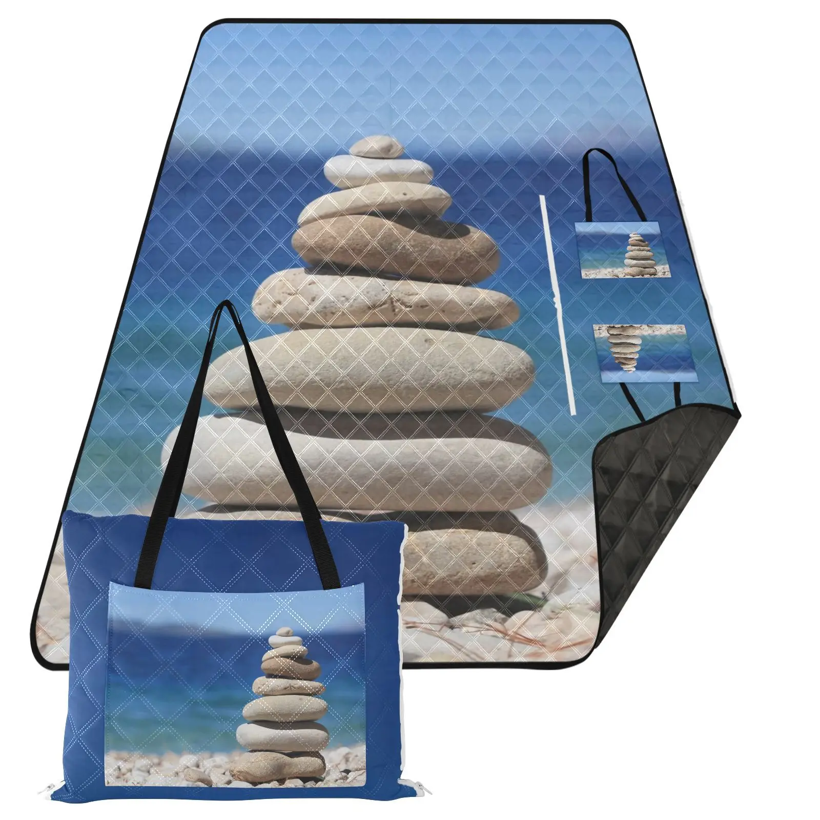 

Beach Stone patternwaterproof Beach Mat Extra LargeMat Blanket Folding Matpicnic mat,Picnic BlanketsCampingBlanketsExtra