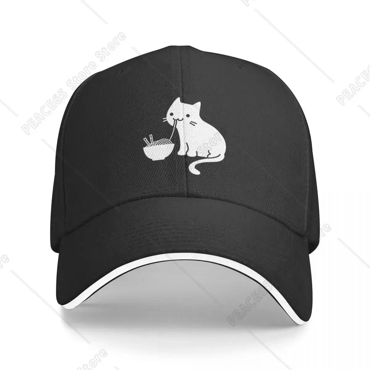 Schattige Kat Eten Ramen Anime Manga Baseball Cap Anime Hoed Luxe Man Hoed Mannen Caps Vrouwen Cadeau Verstelbare Zonnehoeden