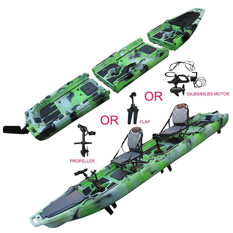 

Vicking Electric Motor Ready Pedal Kayak 14FT HDPE 3-Section Tandem Modular 2 Person Boat for Lake Fishing Touring
