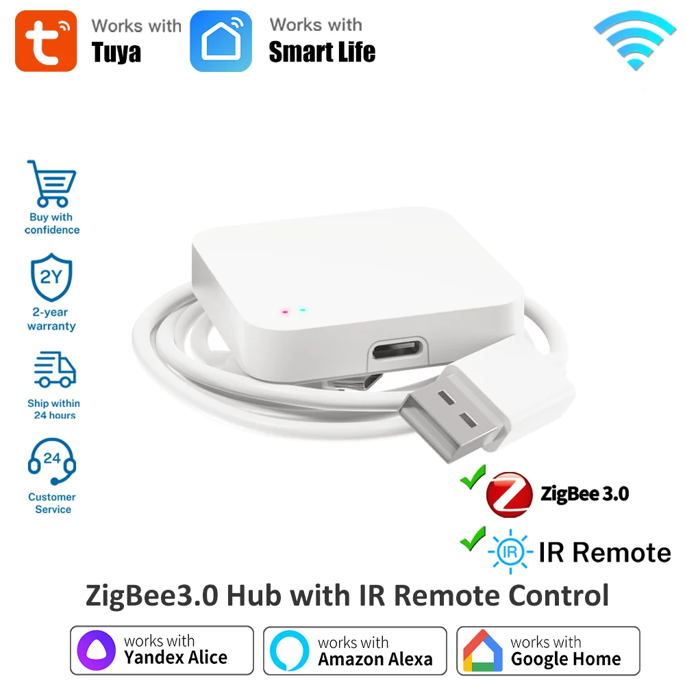 Tuya ZigBee3.0 Gateway Hub Smart Home WLAN IR-Fernbedienung, Kompatibel mit Alexa Google Home, Universeller IR-Blaster Plus