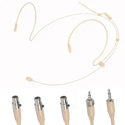 Beige Double Earhook Headset Mic Headworn Microphone 3.5mm 3 Pin For 4 Pin XLR Plug FOR Omnidirectional Microphone