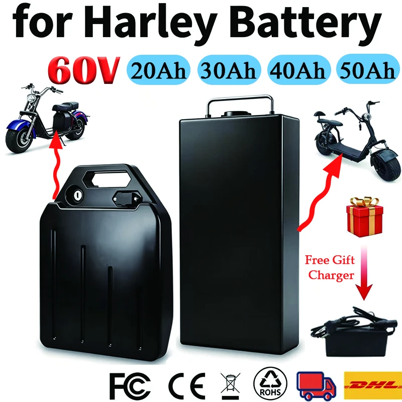 

60V For Harley Battery 20Ah 30Ah 40Ah Electric Motorcycle 18650 Lithium Battery Suitable For CityCoco Electric Scooter Battery