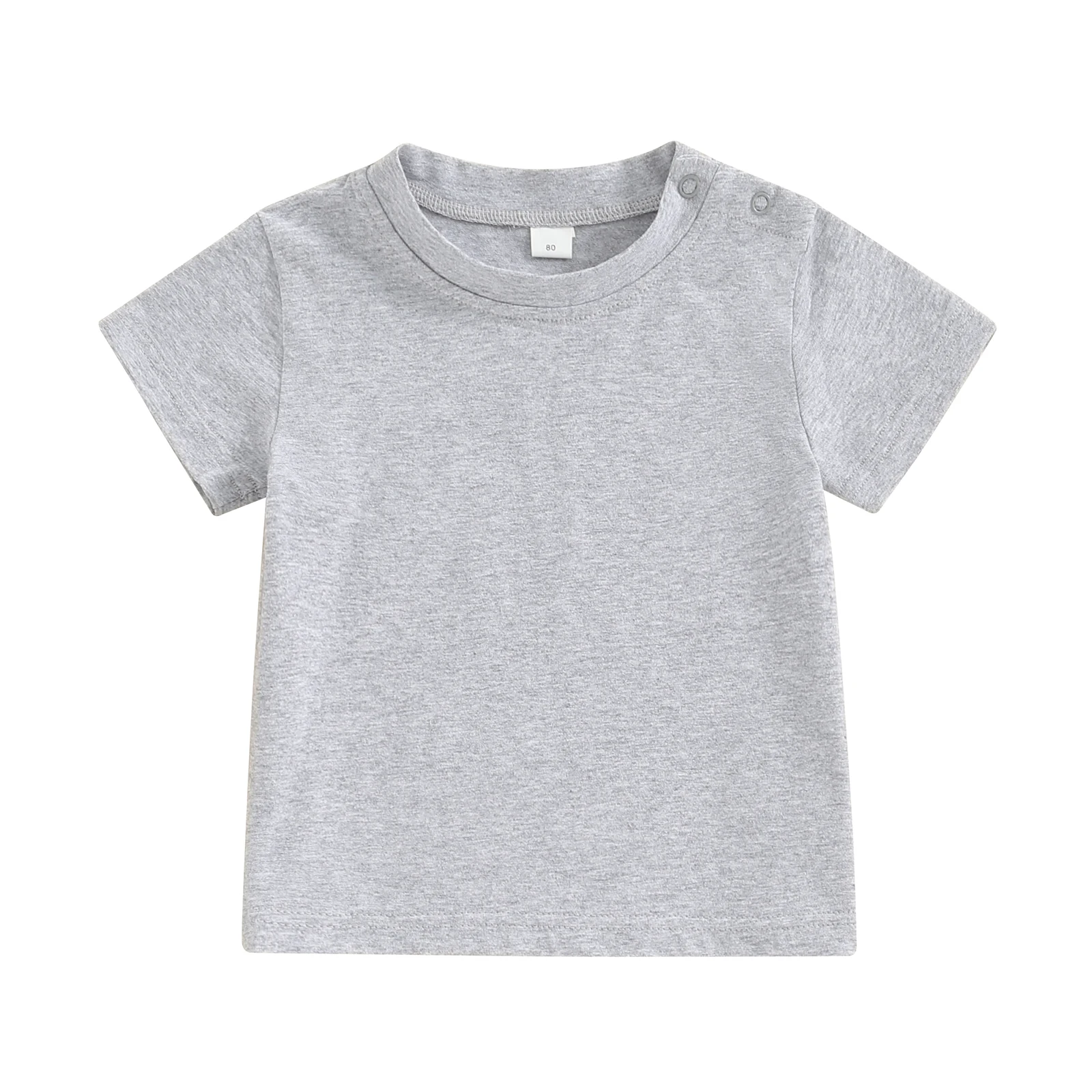 

2025 Summer Toddler Kids Baby Boys Cotton T-shirt Short Sleeve Crew Neck Solid Summer Tops Clothes for Casual Daily
