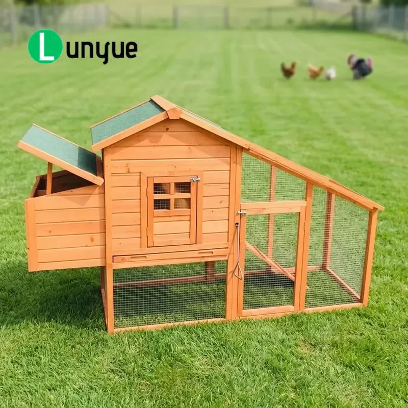 Outdoor Wooden Chicken Coop with Ramp and Nesting Box Eco-Friendly Waterproof Roof Durable Hen House for Backyard Poultry