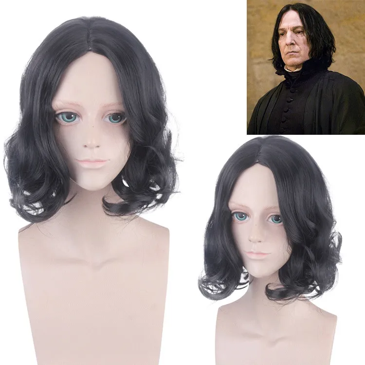 Synthetic Wizard Style Cosplay Wig for Adult Party, Professor Inspired Long Hair, Black Stage Costume Fiber Wig